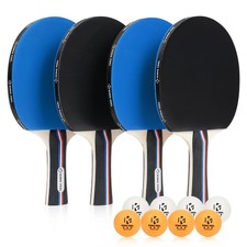 Ping Pong Paddles Set of 4 Premium Table Tennis Rackets 3-Star Ping Pong Ball...