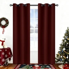 Grommet Blackout Room Darkening Curtains 38W x 84L Burgundy 2 Panels for Window