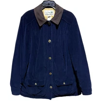 Vintage L.L. Bean Corduroy Barn Chore Coat Quilted Lined Navy Womens 1X