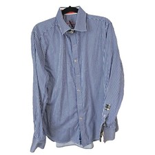 Robert Graham X Men  s XL Blue White Striped Long Sleeve Button  Up W/ Flip Cuffs