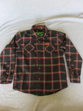 NWOT Dixxon Flannel DFC Youth Division Boys Shirt SMALL Black Orange Long Sleeve