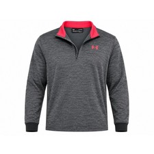 Under Armour ColdGear Mens XL Quarter Zip Pullover Gray Red Heathered Loose Fit