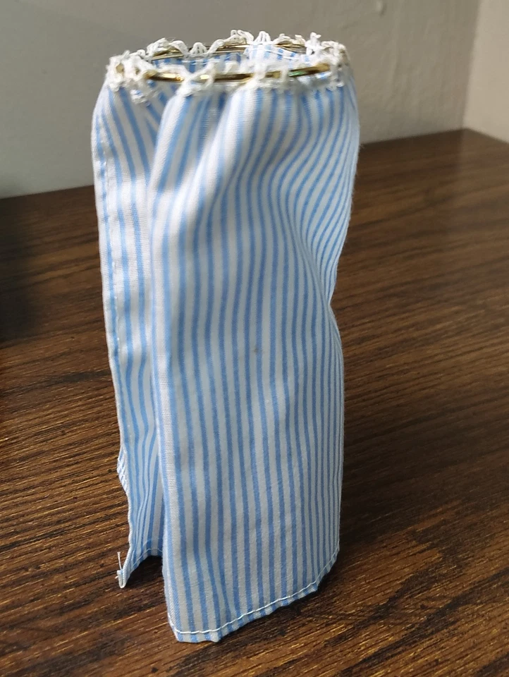 Dollhouse Circle Shower Curtain Blue & White Stripes With Wraps around Metal  - Image 2 of 4