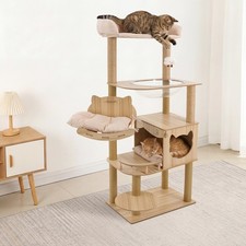 Multi-Layer Large Cat Tree Wooden Cat Tower Platforms Cat Beds for Indoor Cats