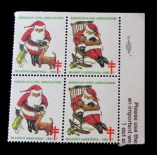 US Cinderella Stamp of American Lung Association Season Greeting 1982 Block of 4