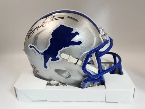 BARRY SANDERS Signed Auto Detroit Lions Riddell Mini Helmet FANATICS