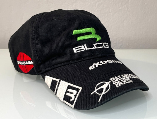 BALENCIAGA Gamer BLCG Extreme Embroidered Logo Black Cap Hat Medium