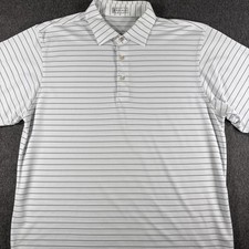 Peter Millar Polo Mens XL White Blue Striped Summer Comfort Casual Preppy Golf
