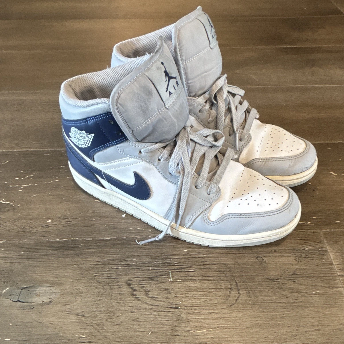Jordan 1 Mid Wolf Grey Midnight Navy | eBay
