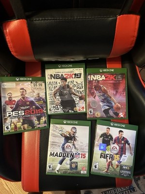 Xbox One Sports Game Lot FIFA 15 Madden NFL 15 NBA 2K15/2K19 PES 2019