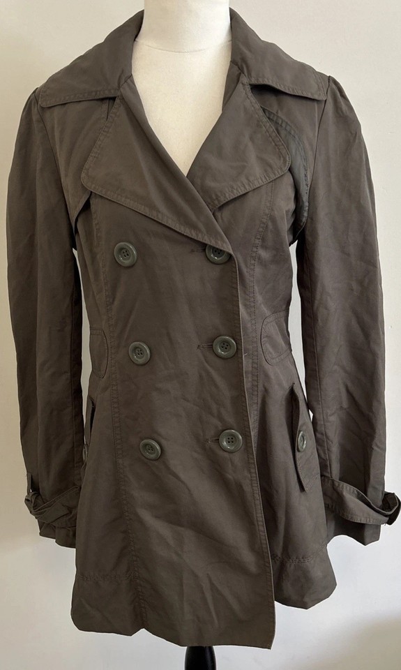 Hot Options Womens Sz 10 Khaki Trench Coat Lined Removable Hood Double Breast