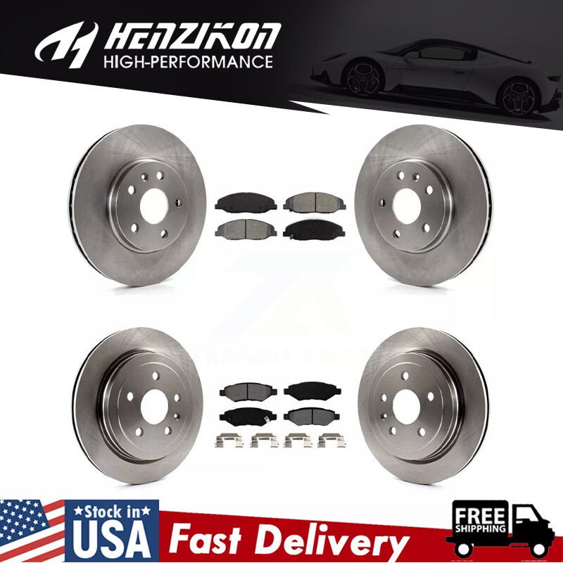 2008-2014 Cadillac CTS 316mm/315mm Front & Rear Disc Rotors with Ceramic Brake Pads