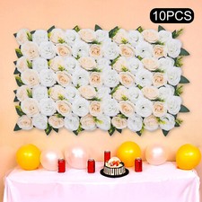 Champagne  White Silk Rose Bouquet   10Pcs Artificial Floral Decor