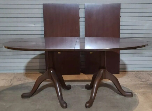 Kittinger Williamsburg Mahogany Two Pedestal Dining Table w 2 Leaves CW 66 - Picture 6 of 11