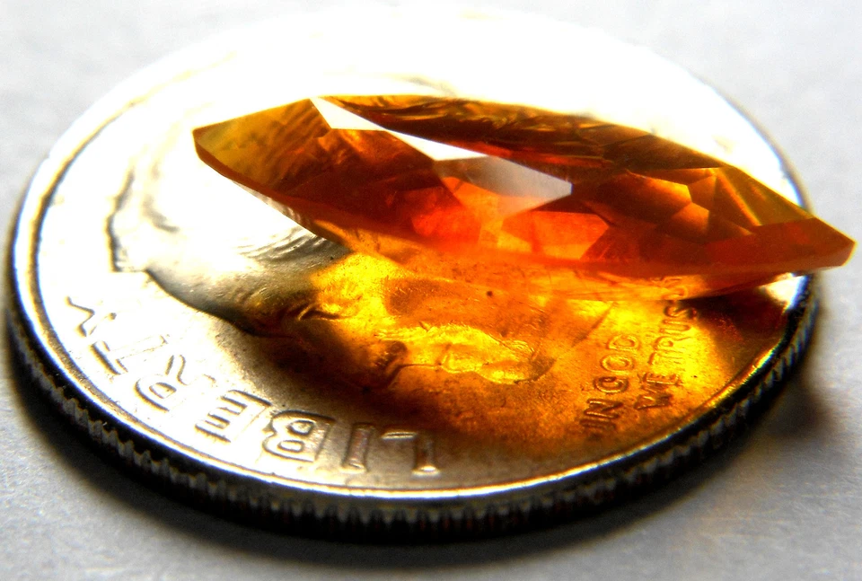 USA / GIA & INS 1.58 Carats Mexican Fire Opal Orange Marquise Cut Very Nice - Image 2 of 4