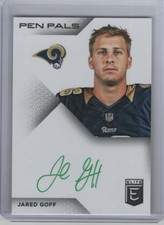 JARED GOFF 2016 PANINI ELITE PEN PALS GREEN INK AUTO ROOKIE RC SSP RAMS /5