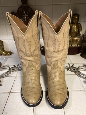 Don Cuco OSTRICH Leather Western Cowboy Trail Boss DANCEHALL Boots 6 US/23 MEX