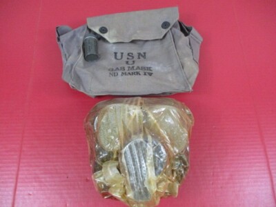WWII Era US Navy USN ND Mk IV Gas Mask & Carry Bag Original