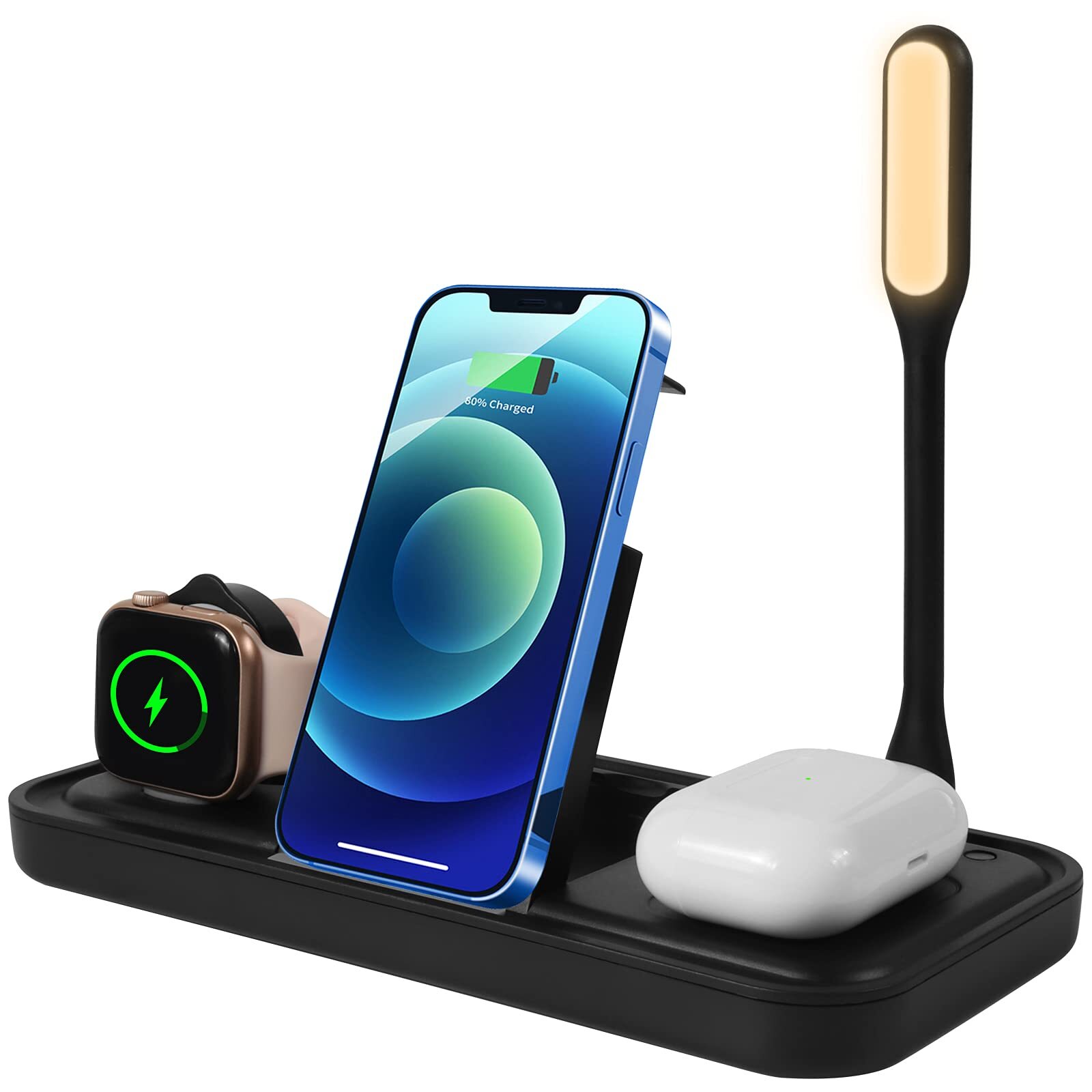 4 in 1 Portable Wireless Charger Stand, Fast Wireless Charging Station Dock f...