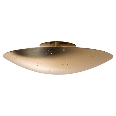 Two Enlighten 'Rey 30' Perforated Brass Dome Ceiling Lamp Soild Brass Fixture