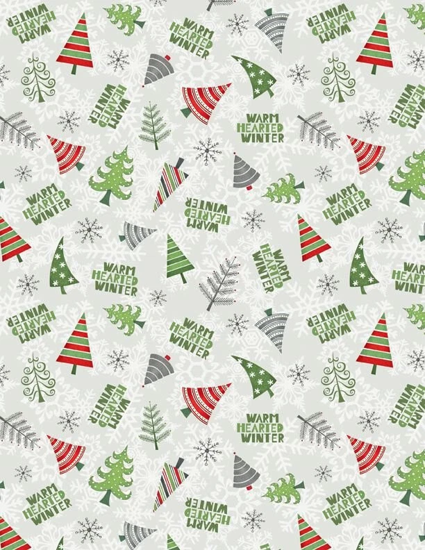 WILMINGTON PRINTS Christmas Tree Warm Hearted Winter Gnome Christmas Fabric 1/2 Yard #67575