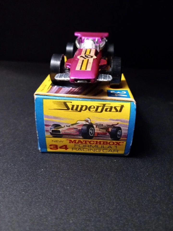 Coche de carreras Matchbox Superfast #34 Fórmula 1 1970 en caja G original sólida Foto 4 de 4