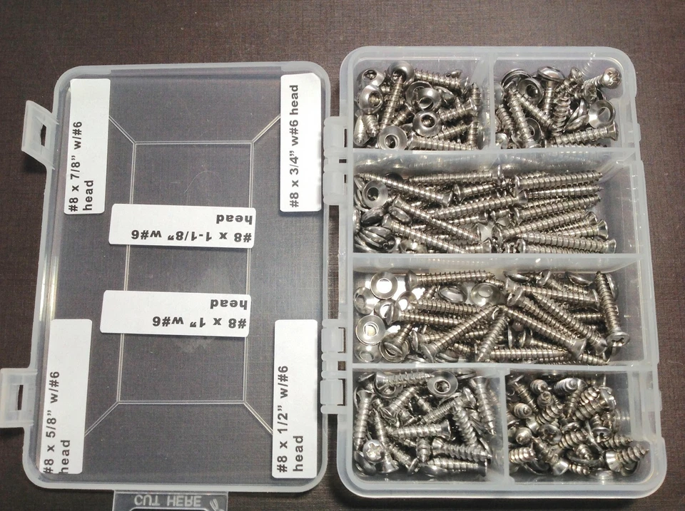 150 шт. #8 с #6 овальной головкой из нержавеющей стали гарнир отделка винты шайбы ассортимент M - Изображение 2 из 4