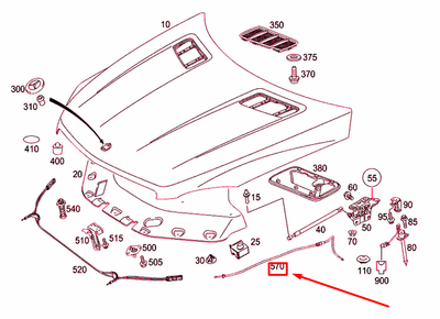 Mercedes-Benz Ml W166 Engine Hood Cable RHD A1668800359 Genuine  