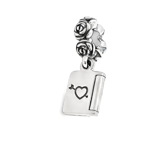 Pandora 925 #791246 Love Note Valentine Heart dangle book slide bead charm NEW - Picture 2 of 4