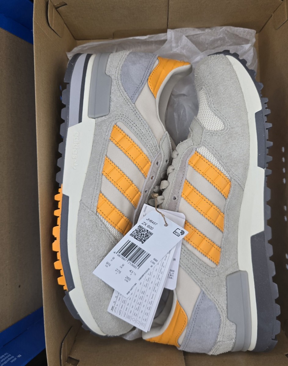 uk!  ADIDAS ZX 600 GREY/ORANGE SUEDE 2024 TERRACE SHOES JH6497 - SIZE