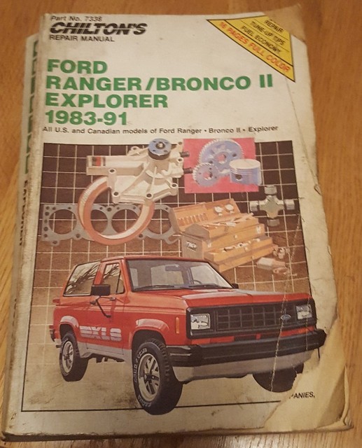 Chilton's Ford Ranger Bronco II Explorer 198391 Repair Manual Part No