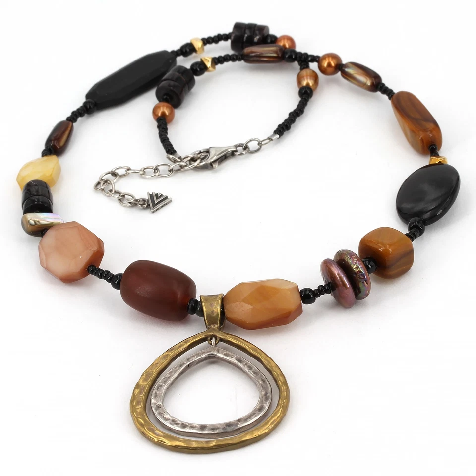 Juego de aretes collar con cuentas con concha de perlas de metal mezclado Silpada retirado N1787 B1776 Foto 3 de 4