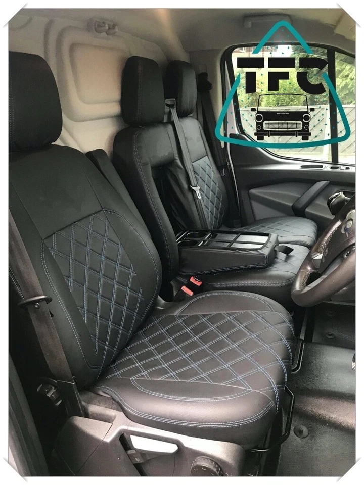 SEAT COVERS FOR FORD TRANSIT CUSTOM 2+1 FULL ECO LEATHER - Image 3 of 4