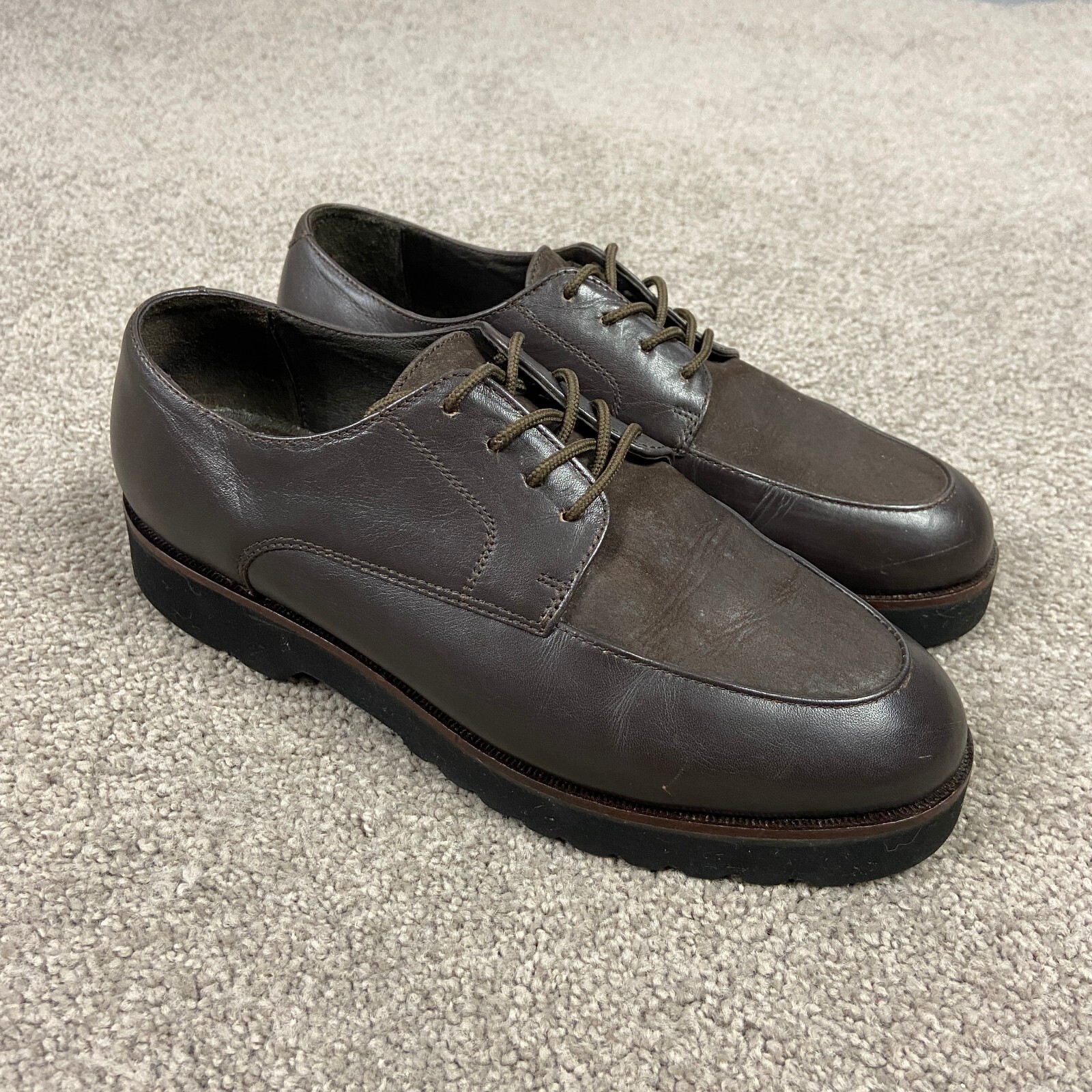 SAOLA Scarpe derby LL Bean Lug suola pelle marrone donna taglia 7 5 made in Portugal