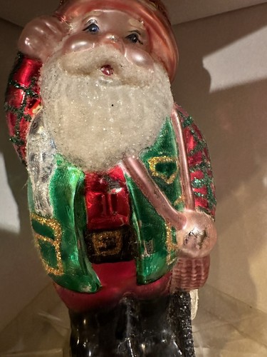 "Adorno de vidrio de pesca de Santa Santas Best hecho a mano estilo europeo de 5" - Imagen 3 de 9
