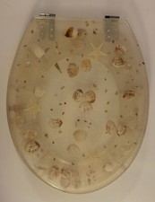 NOS Seashell Coastal Beach Decor Toilet Seat, Cover, Never Used Resin New
