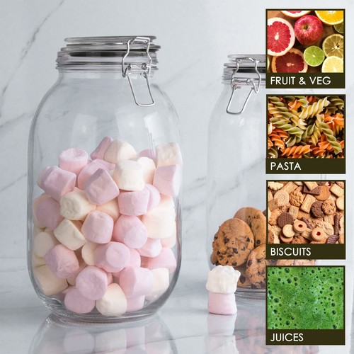 Glass Storage Jar with Airtight Clip Lid 3L Black Seal - Picture 4 of 6
