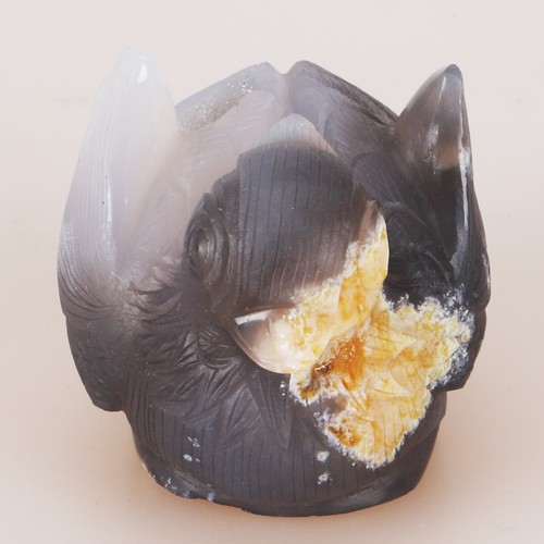 3.9" Natural Geode Agate Quartz Crystal Hand Carved Mandarin Duck Carving 410g - Picture 3 of 8