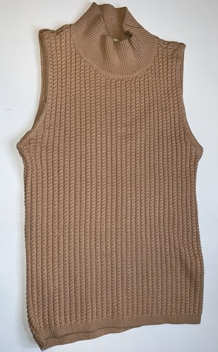 Elie Tahari Women's Size SMALL Sleeveless Top Cable Knit Mock Neck Brown Tan NWT - Picture 10 of 21