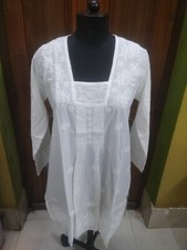 ARTISTIC XL 44" BLOUSE COTTON HANDMADE ETHNIC TOP KURTA KURTI CHIKAN EMBROIDERY