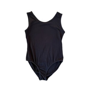 Danskin Now Girls L 10-12 Tank Leotard Black Sleeveless Ballet Dance Cotton