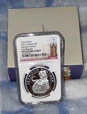 2022 GREAT BRITAIN 1OZ SILVER PROOF NGC PF70 QUEENS TUDOR BEASTS SEYMOUR PANTHER