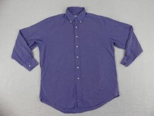 Brooks Brothers Dress Shirt Mens 16-4 Purple Grid Plaid Cotton Relaxed Fit