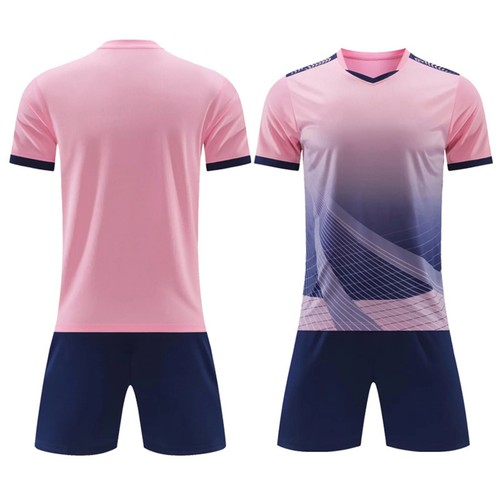 Unisex Kids Boys Football Uniform Gradient Color T-shirt With Shorts Sports - Picture 32 of 79