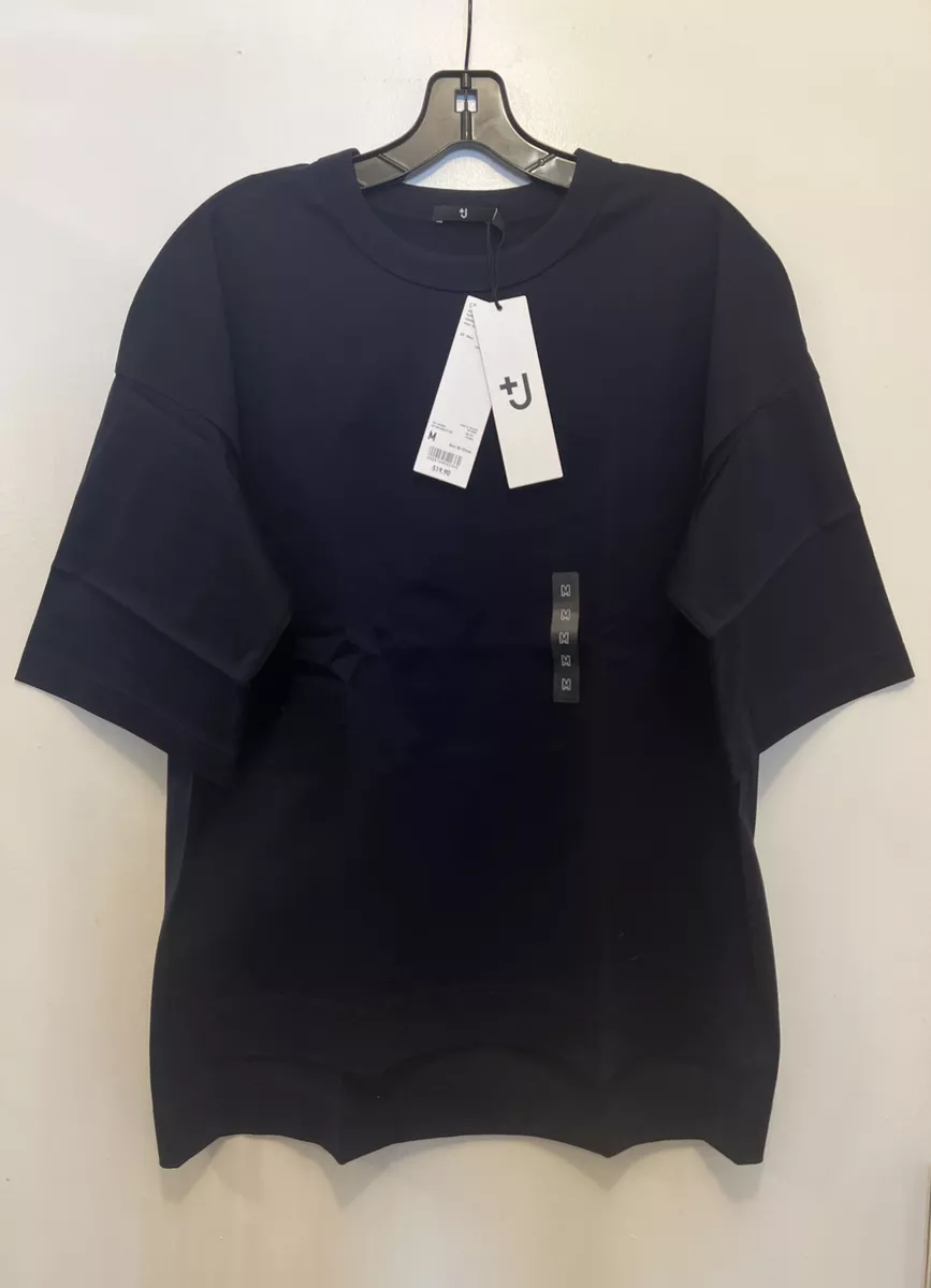 Uniqlo +J Jil Sander Womens L Supima Cotton Oversized Half-sleeve T-shirt BLACK