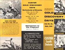 1959 CUSTOR, SOUTH DAKOTA vintage travel brochure GOLD DISCOVERY DAYS and RODEO