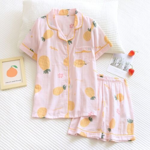 Conjunto de pijama de manga corta 100 % algodón japonés para mujer Prendas para dormir Pj - Imagen 27 de 31