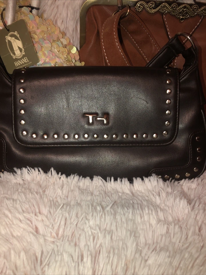 Tommy Hilfiger, Hananel And More Purse Lot Of 3 White Brown Black Handbags  - Image 2 of 4