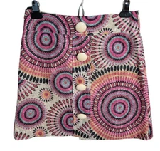 Anthro Sweet Sinammon Skirt S Mandala Pattern Miniskirt Short Decorative Buttons