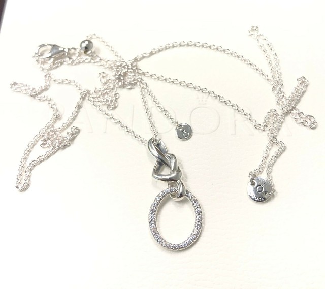 Pandora Knotted Heart Pendant, Necklace 398078CZ60 / 23.6" +FREE Gift